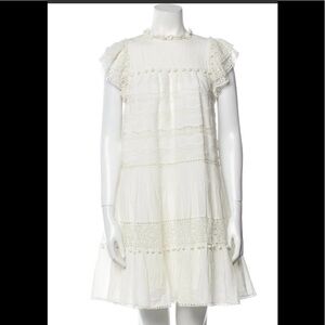 Ulla Johnson Tent Dress White
Lace, Crochet & Pom-Pom Short Sleeve Crew Neck